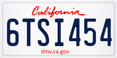 CA license plate 6TSI454