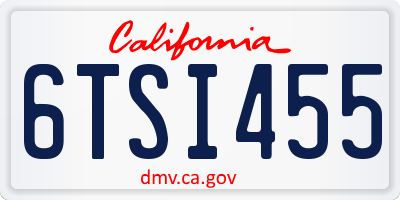 CA license plate 6TSI455