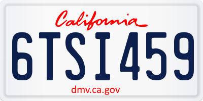 CA license plate 6TSI459