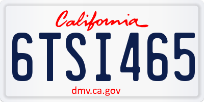 CA license plate 6TSI465