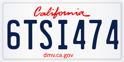 CA license plate 6TSI474