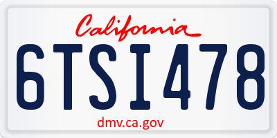 CA license plate 6TSI478