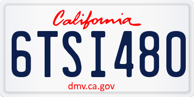 CA license plate 6TSI480