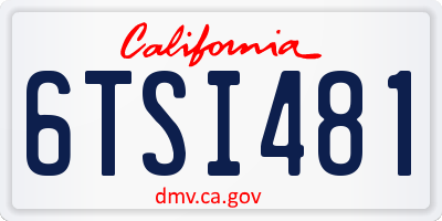 CA license plate 6TSI481