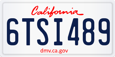 CA license plate 6TSI489