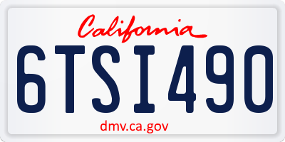 CA license plate 6TSI490