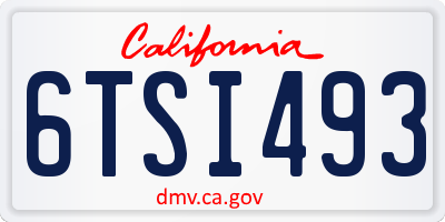 CA license plate 6TSI493