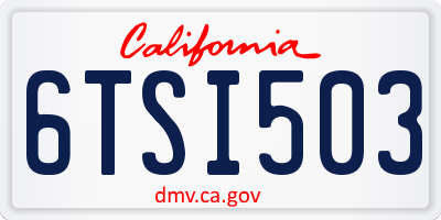 CA license plate 6TSI503