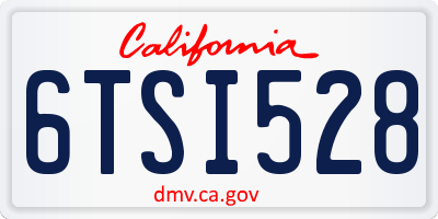 CA license plate 6TSI528