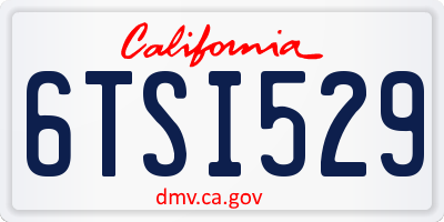 CA license plate 6TSI529