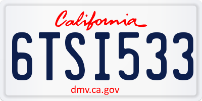 CA license plate 6TSI533