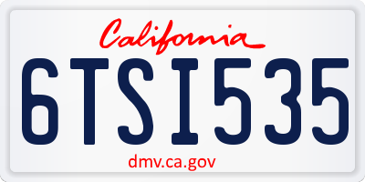 CA license plate 6TSI535