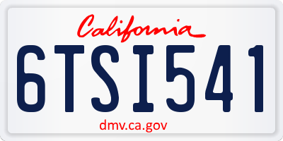 CA license plate 6TSI541