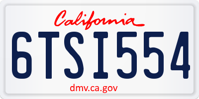 CA license plate 6TSI554