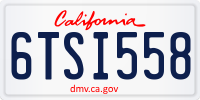 CA license plate 6TSI558