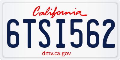 CA license plate 6TSI562