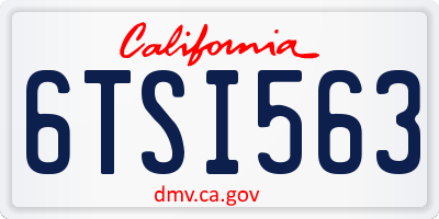 CA license plate 6TSI563