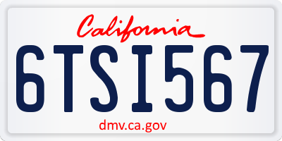 CA license plate 6TSI567