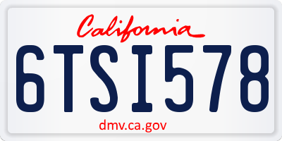 CA license plate 6TSI578
