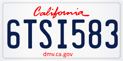 CA license plate 6TSI583