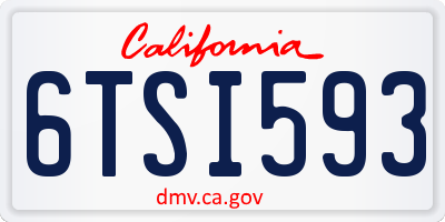 CA license plate 6TSI593