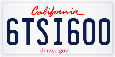 CA license plate 6TSI600