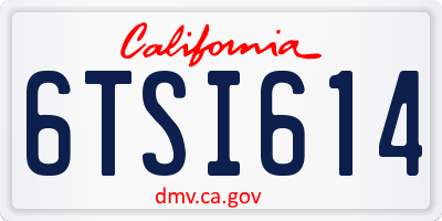 CA license plate 6TSI614