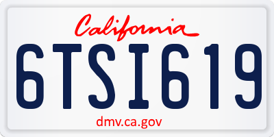 CA license plate 6TSI619