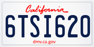 CA license plate 6TSI620