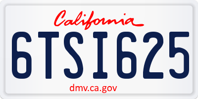 CA license plate 6TSI625