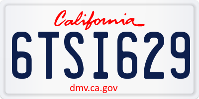 CA license plate 6TSI629