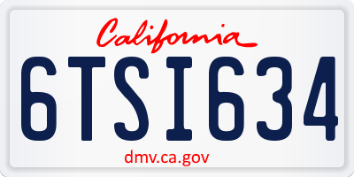 CA license plate 6TSI634