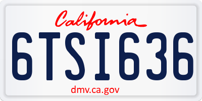 CA license plate 6TSI636