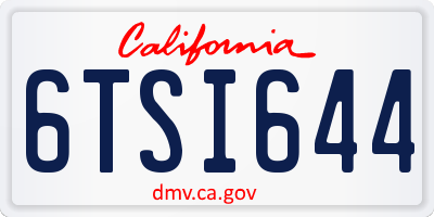CA license plate 6TSI644
