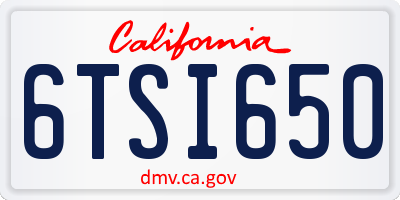 CA license plate 6TSI650