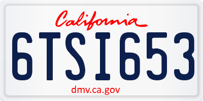 CA license plate 6TSI653