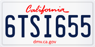 CA license plate 6TSI655
