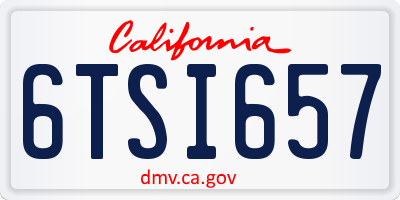 CA license plate 6TSI657