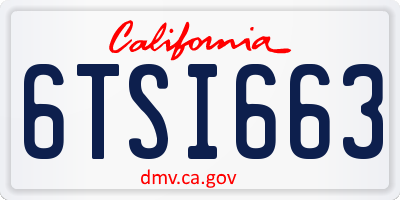 CA license plate 6TSI663