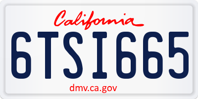 CA license plate 6TSI665