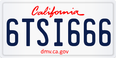 CA license plate 6TSI666