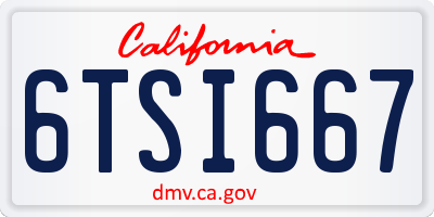 CA license plate 6TSI667