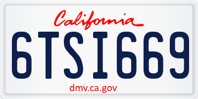 CA license plate 6TSI669