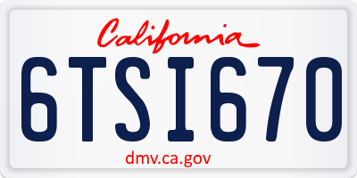 CA license plate 6TSI670