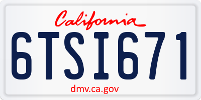 CA license plate 6TSI671