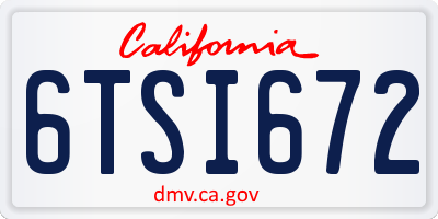 CA license plate 6TSI672