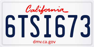 CA license plate 6TSI673