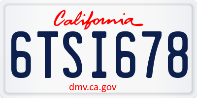 CA license plate 6TSI678