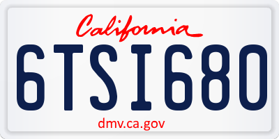 CA license plate 6TSI680