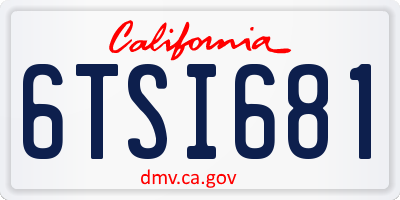 CA license plate 6TSI681